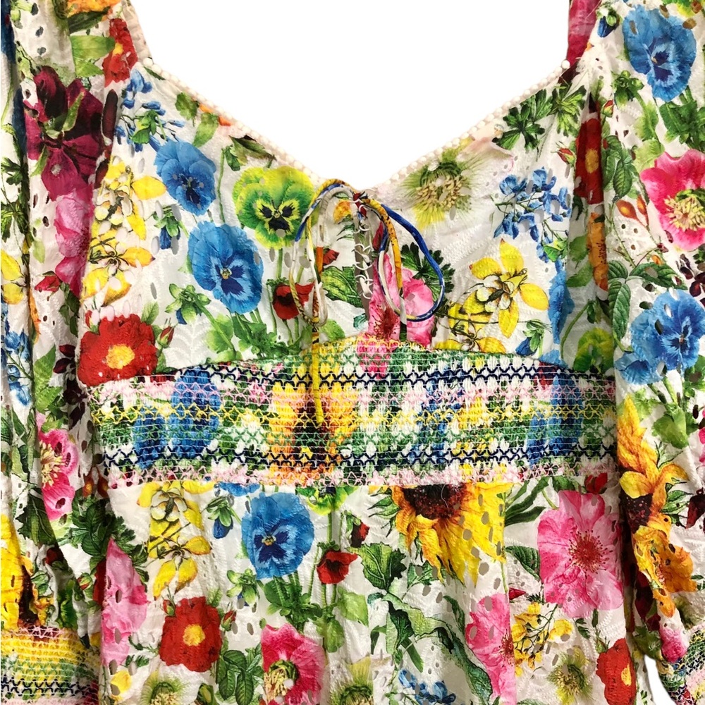 Alice + Olivia White Floral Mini Dress with Multicolor Blooms - Picture 6 of 11